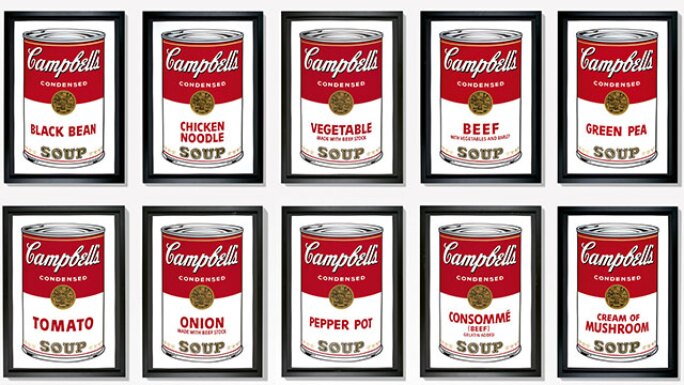 Popart Campbells konzerve - Andi Vorhol
campbell soup andy warhol
Umetnost i dizajn